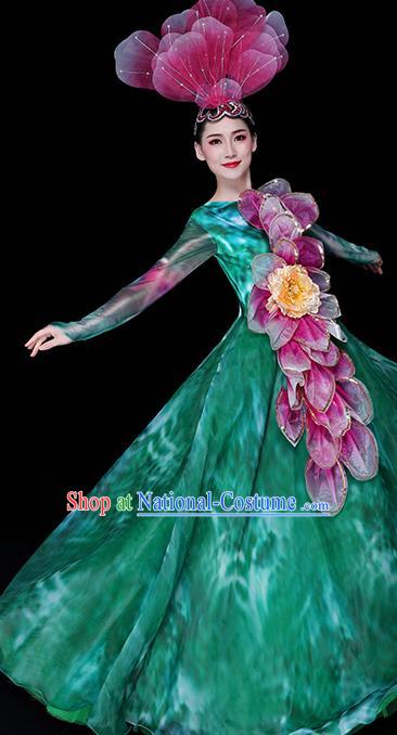 China Modern Dance Group Dance Clothing Spring Festival Gala Opening Dance Green Dress