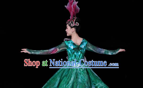 China Modern Dance Group Dance Clothing Spring Festival Gala Opening Dance Green Dress