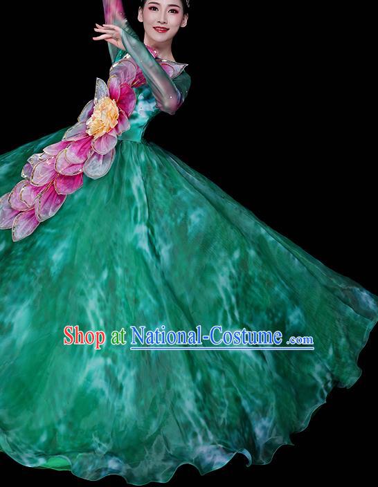 China Modern Dance Group Dance Clothing Spring Festival Gala Opening Dance Green Dress