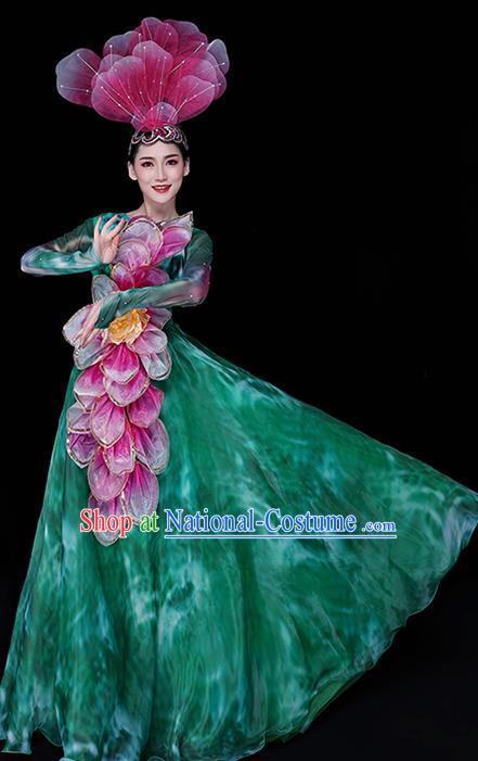 China Modern Dance Group Dance Clothing Spring Festival Gala Opening Dance Green Dress