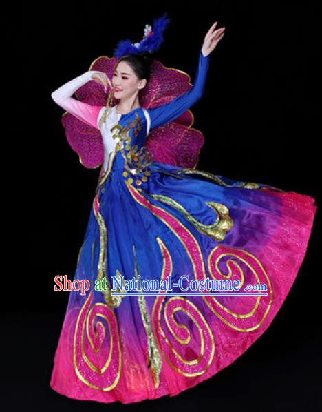 China Modern Dance Stage Performance Clothing Spring Festival Gala Opening Dance Group Dance Royalblue Dress