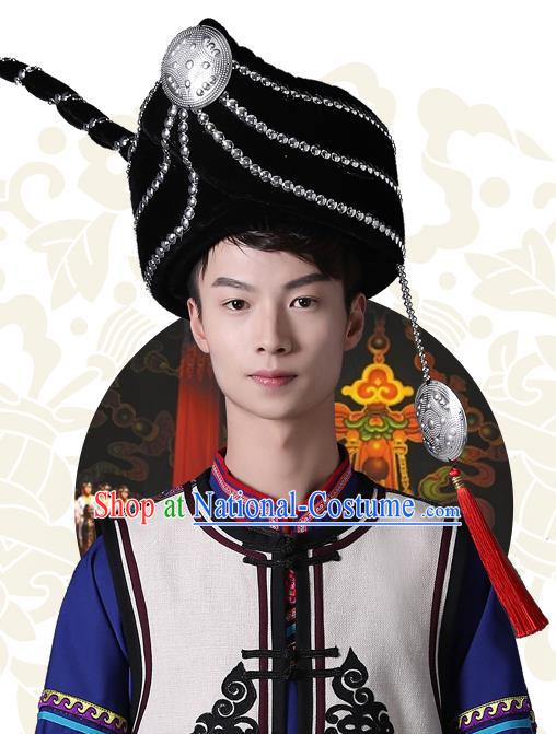 China Yi Nationality Male Headwear Traditional Ethnic Festival Falk Dance Hat