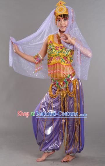 Indian Traditional Belly Dance Outfits Folk Dance Stage Performance Clothing and Hat