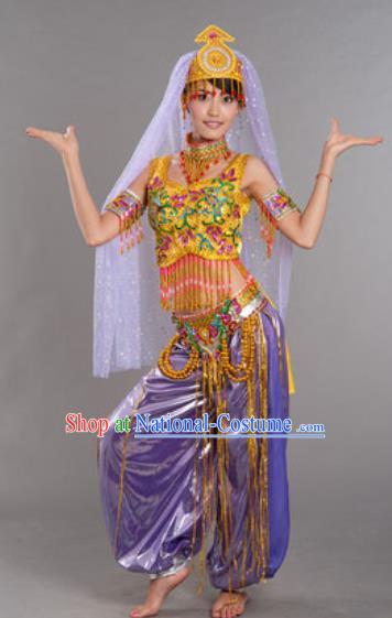 Indian Traditional Belly Dance Outfits Folk Dance Stage Performance Clothing and Hat