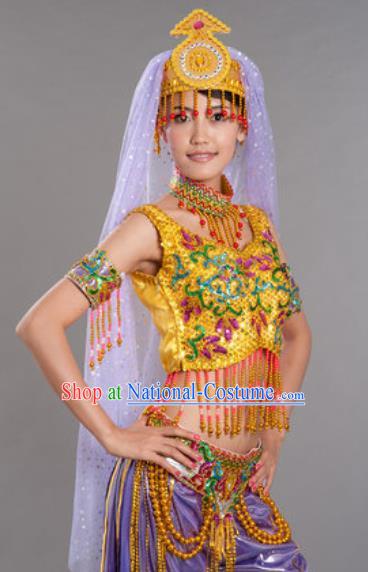 Indian Traditional Belly Dance Outfits Folk Dance Stage Performance Clothing and Hat