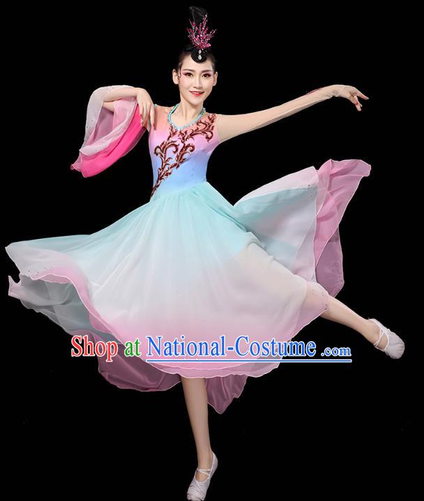 Chinese Group Dance Clothing Classical Dance Dress Traditional Umbrella Dance Performance Costume