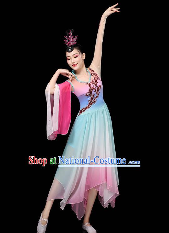 Chinese Group Dance Clothing Classical Dance Dress Traditional Umbrella Dance Performance Costume