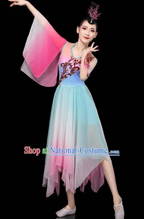 Chinese Group Dance Clothing Classical Dance Dress Traditional Umbrella Dance Performance Costume