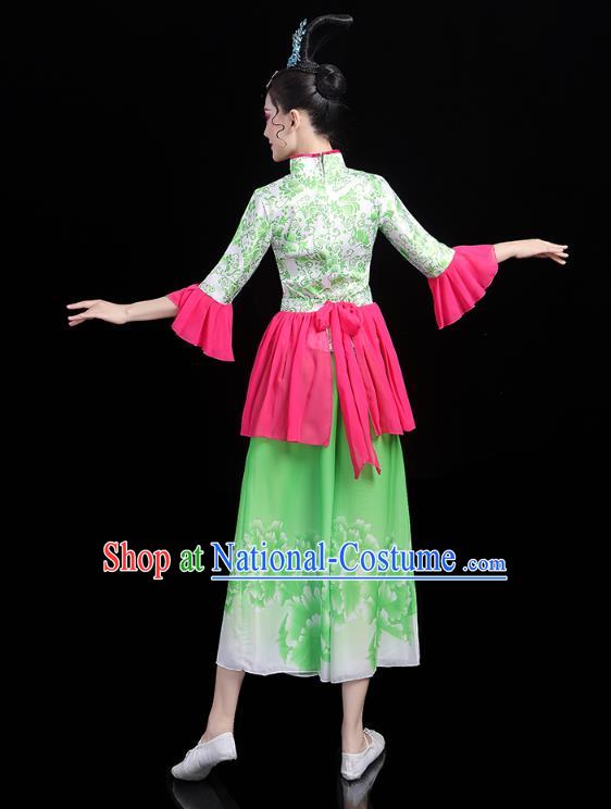 China Village Lady Dance Costume Folk Dance Green Outfits Traditional New Year Yangko Dance Clothing