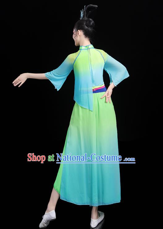 China Folk Dance Green Outfits Traditional New Year Yangko Dance Clothing Fan Dance Costume