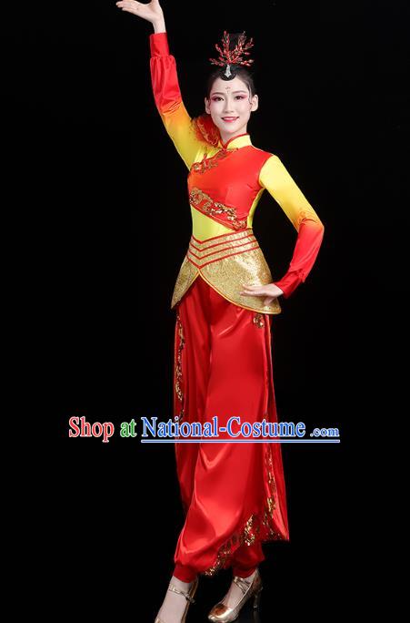 China Traditional Folk Dance Drum Dance Outfits New Year Yangko Dance Performance Clothing