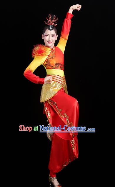 China Traditional Folk Dance Drum Dance Outfits New Year Yangko Dance Performance Clothing