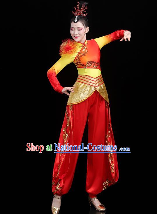 China Traditional Folk Dance Drum Dance Outfits New Year Yangko Dance Performance Clothing