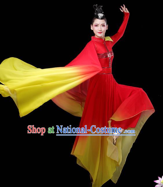 China Woman Chorus Modern Dance Clothing Spring Festival Gala Opening Dance Performance Red Dress