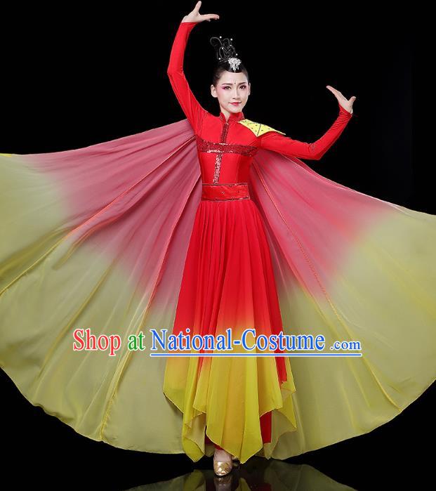 China Woman Chorus Modern Dance Clothing Spring Festival Gala Opening Dance Performance Red Dress