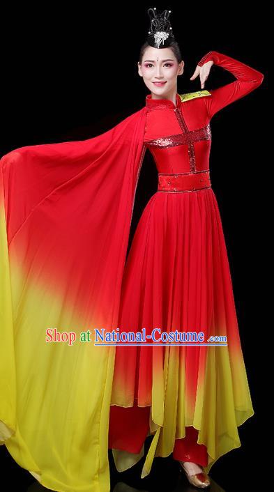 China Woman Chorus Modern Dance Clothing Spring Festival Gala Opening Dance Performance Red Dress