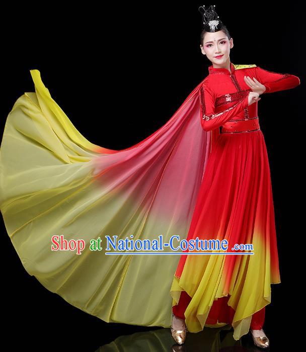 China Woman Chorus Modern Dance Clothing Spring Festival Gala Opening Dance Performance Red Dress