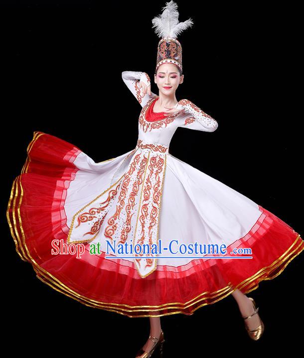 Chinese Xinjiang Ethnic Stage Performance Dress Traditional Uyghur Nationality Folk Dance Costumes