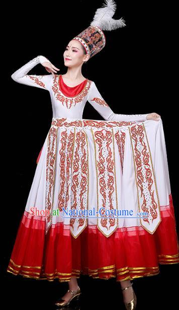 Chinese Xinjiang Ethnic Stage Performance Dress Traditional Uyghur Nationality Folk Dance Costumes