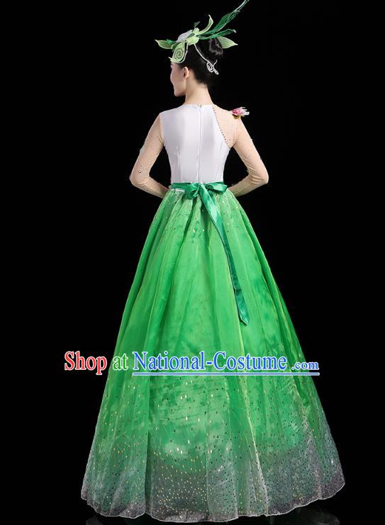 China Spring Festival Gala Opening Dance Flowers Dance Green Dress Modern Dance Clothing