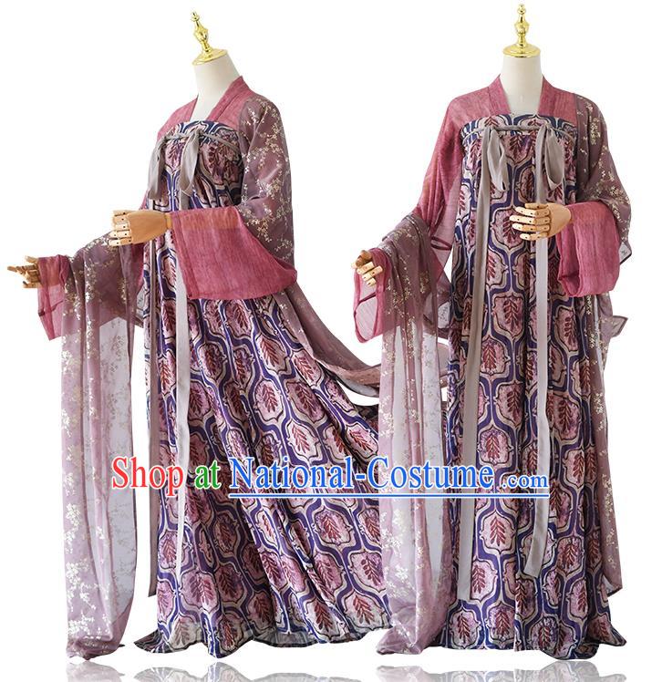 China Ancient Palace Lady Hanfu Dress Traditional Tang Dynasty Young Woman Historical Costumes