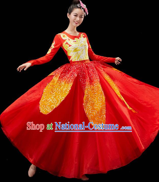 Chinese Traditional Spring Festival Gala Opening Dance Red Dress Modern Dance Flower Dance Costume