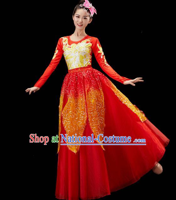 Chinese Traditional Spring Festival Gala Opening Dance Red Dress Modern Dance Flower Dance Costume