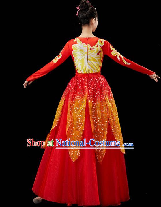 Chinese Traditional Spring Festival Gala Opening Dance Red Dress Modern Dance Flower Dance Costume