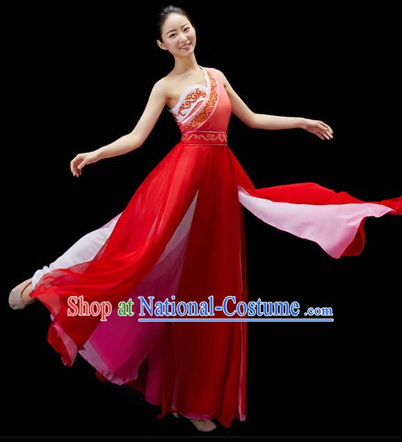 China Solo Dance Clothing Classical Dance Red Dress Traditional Umbrella Dance Garment