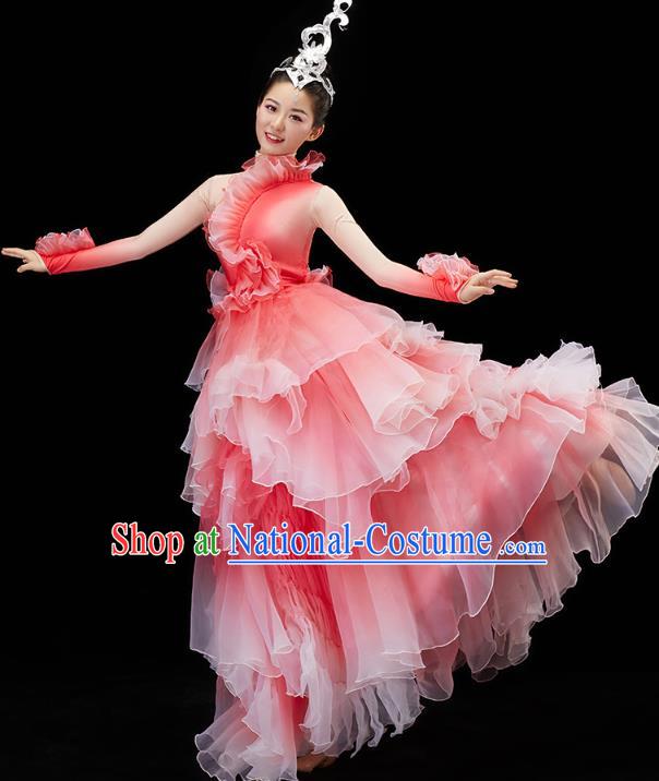 Chinese Flower Dance Modern Dance Costume Traditional Spring Festival Gala Opening Dance Group Dance Red Dress