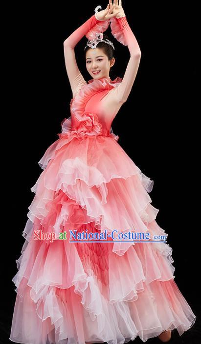 Chinese Flower Dance Modern Dance Costume Traditional Spring Festival Gala Opening Dance Group Dance Red Dress