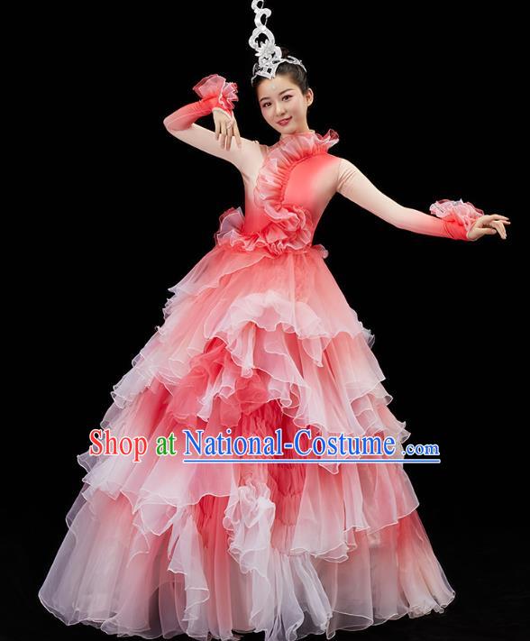 Chinese Flower Dance Modern Dance Costume Traditional Spring Festival Gala Opening Dance Group Dance Red Dress