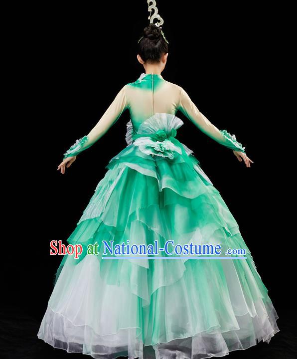 Chinese Traditional Spring Festival Gala Opening Dance Group Dance Green Dress Flower Dance Modern Dance Costume