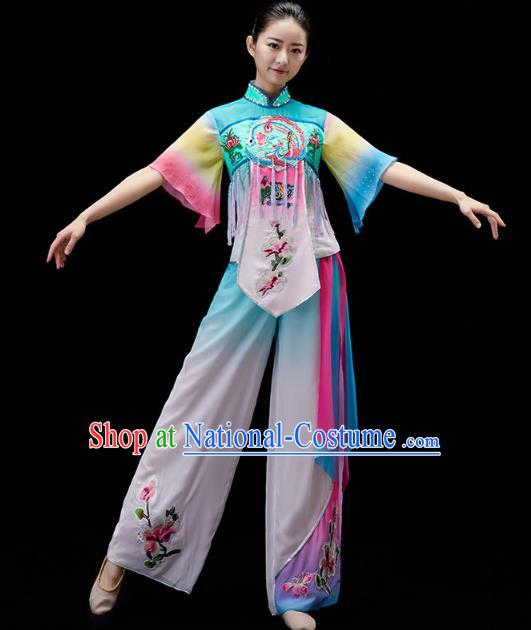 China Fan Dance Embroidered Clothing Traditional Folk Dance Yangko Dance Outfits