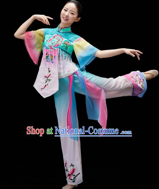 China Fan Dance Embroidered Clothing Traditional Folk Dance Yangko Dance Outfits