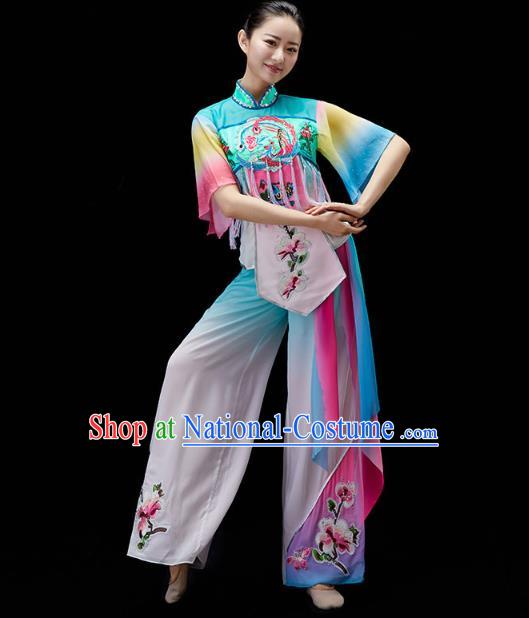 China Fan Dance Embroidered Clothing Traditional Folk Dance Yangko Dance Outfits