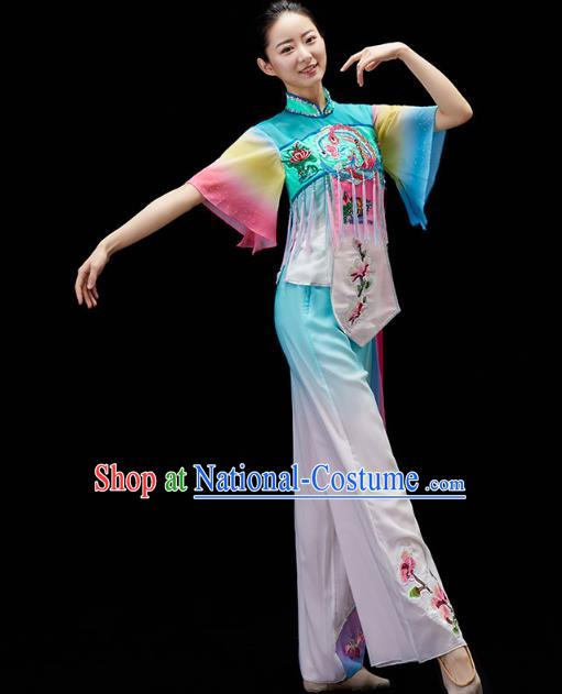 China Fan Dance Embroidered Clothing Traditional Folk Dance Yangko Dance Outfits