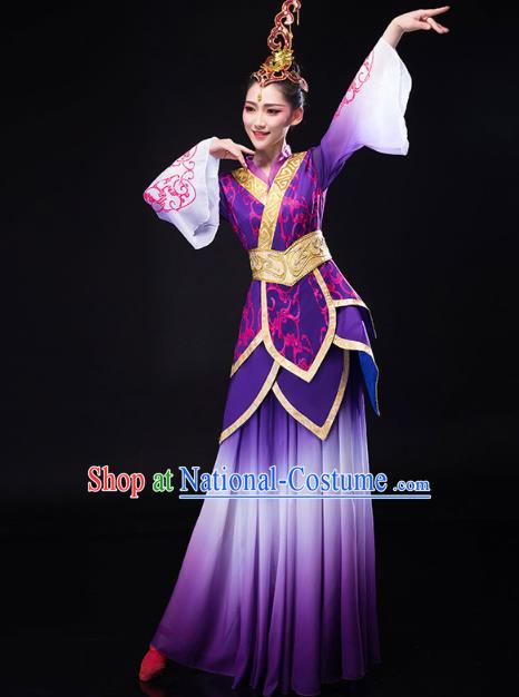 China Traditional Solo Dance Costume Umbrella Dance Clothing Classical Dance Purple Dress