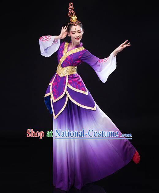 China Traditional Solo Dance Costume Umbrella Dance Clothing Classical Dance Purple Dress