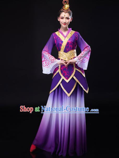 China Traditional Solo Dance Costume Umbrella Dance Clothing Classical Dance Purple Dress