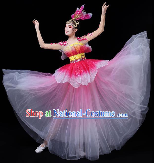 Chinese Modern Dance Peony Dance Pink Dress Traditional Opening Dance Performance Costume