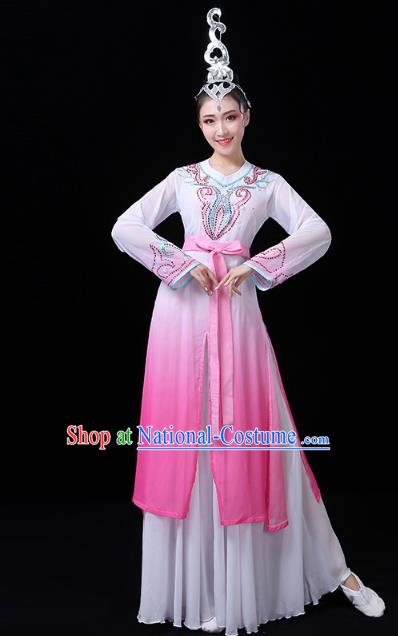 China Classical Dance Dress Traditional Woman Dance Costume Umbrella Dance Clothing and Headwear