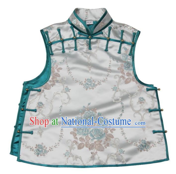 Chinese Tang Suit Vest Traditional Woman Garment Costume Brocade Top Waistcoat