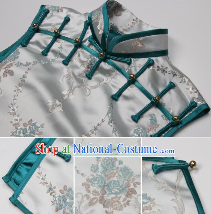 Chinese Tang Suit Vest Traditional Woman Garment Costume Brocade Top Waistcoat