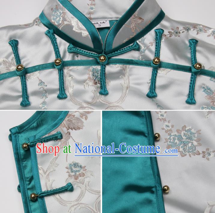 Chinese Tang Suit Vest Traditional Woman Garment Costume Brocade Top Waistcoat