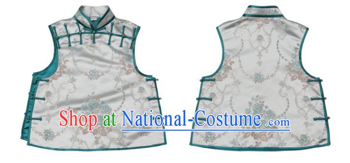 Chinese Tang Suit Vest Traditional Woman Garment Costume Brocade Top Waistcoat