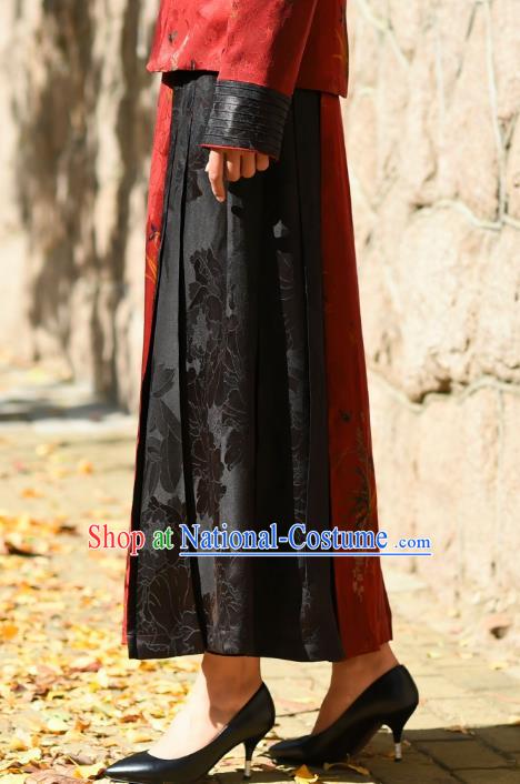 China National Red Gambiered Guangdong Gauze Skirt Traditional Woman Costume