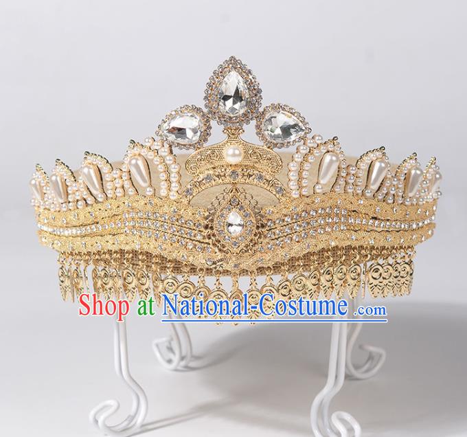 India Bollywood Queen Royal Crown Indian Stage Performance Hair Accessories