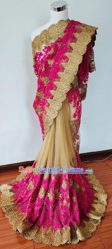 Indian Traditional Festival Performance Costume Asian India Court Princess Embroidered Sari Dress