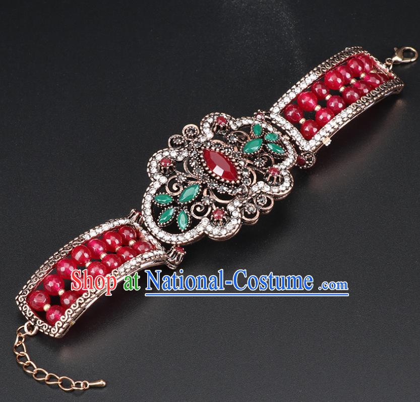 India Belly Dance Wristlet Accessories Asian Indian Folk Dance Performance Red Bracelet